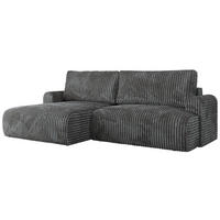 ECKSCHLAFSOFA TONO L Dunkelgrau Cord - links - Dunkelgrau/Schwarz, Kunststoff/Textil (260/150cm) - MKS