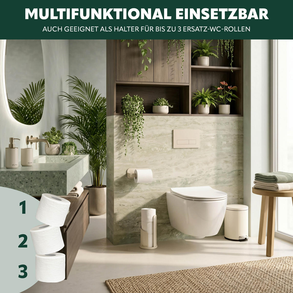 KÜCHENROLLENHALTER beige, ca. Ø 15,5 x 31 cm - Beige, Metall (15.5/31/15.5cm) - eluno
