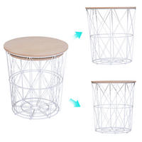BEISTELLTISCH-SET, MDF Metall Weiß+Natur - Weiß, Kunststoff (40/40/45cm) - HOMCOM
