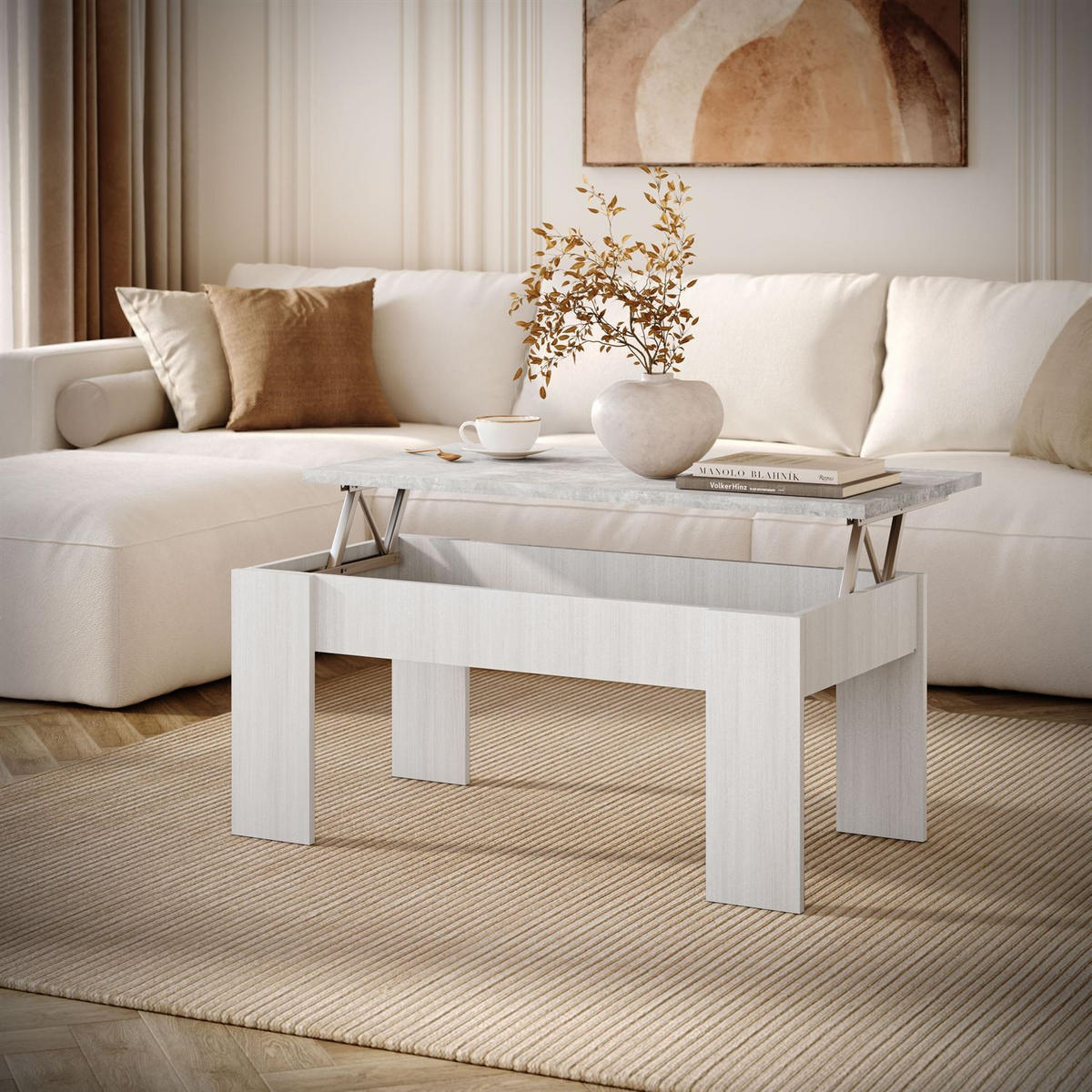 COUCHTISCH APERTO ausklappbar - Hellgrau, Holzwerkstoff (100/45/50cm) - Lookway