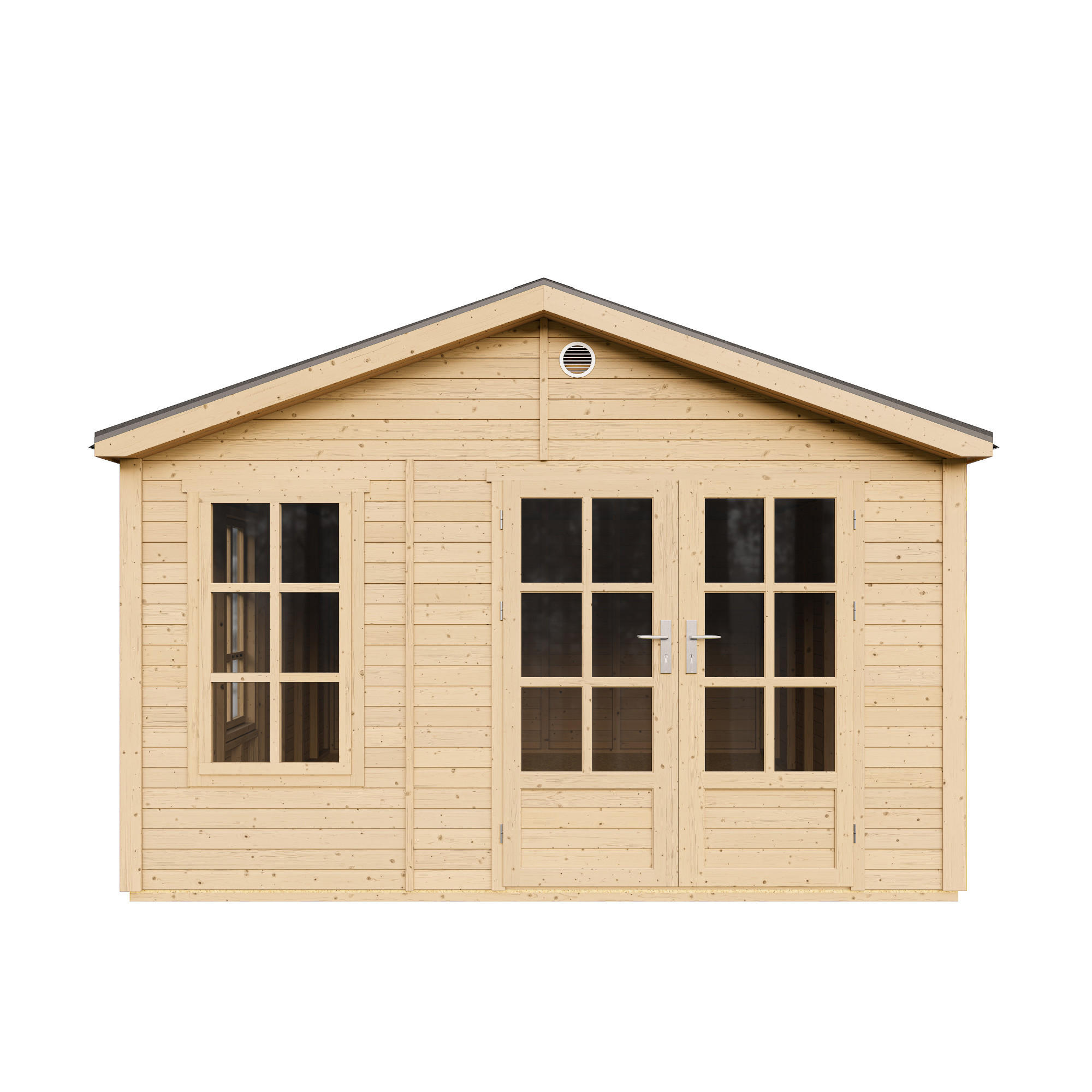 GARTENHAUS HOLZ M736A 370 x 480 cm - Naturfarben, Holz (382/267/512cm) - Timbela