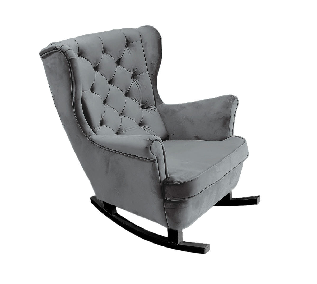 SCHAUKELSESSEL mit gepolstertem Sitz und Armlehnen, 102x81x95 cm, Asche_29858 - Dunkelgrau/Schwarz, Holz/Textil (81/102/95cm) - DomoHome