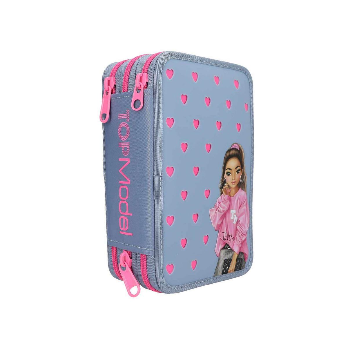 3-FACH FEDERTASCHE MIT SILIKON-PINS TOPModel blau 7,5 x 13 x 20 cm - Blau, Kunststoff (13/20/7.5cm) - Depesche Germany