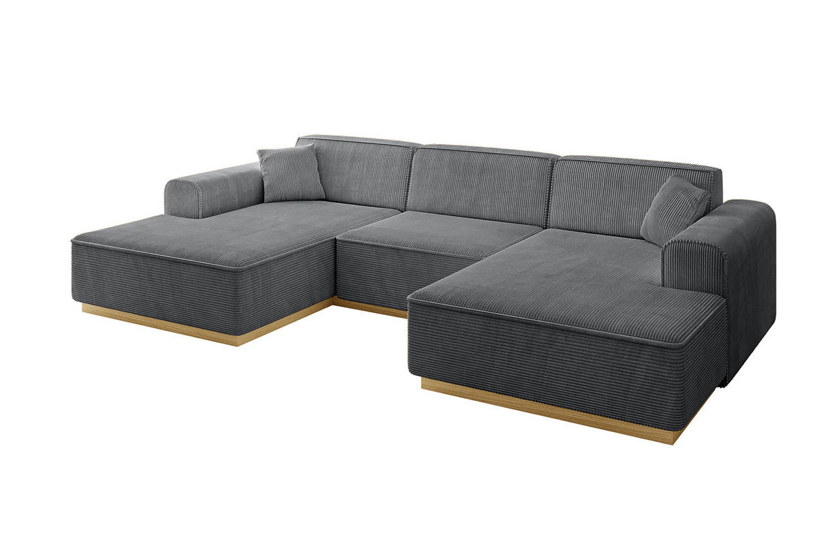 WOHNLANDSCHAFT IREA-U1-v2 - 297x165x81 cm Duneklgrau - Dunkelgrau, Holzwerkstoff/Textil (297/81/165cm) - ALTDECOR