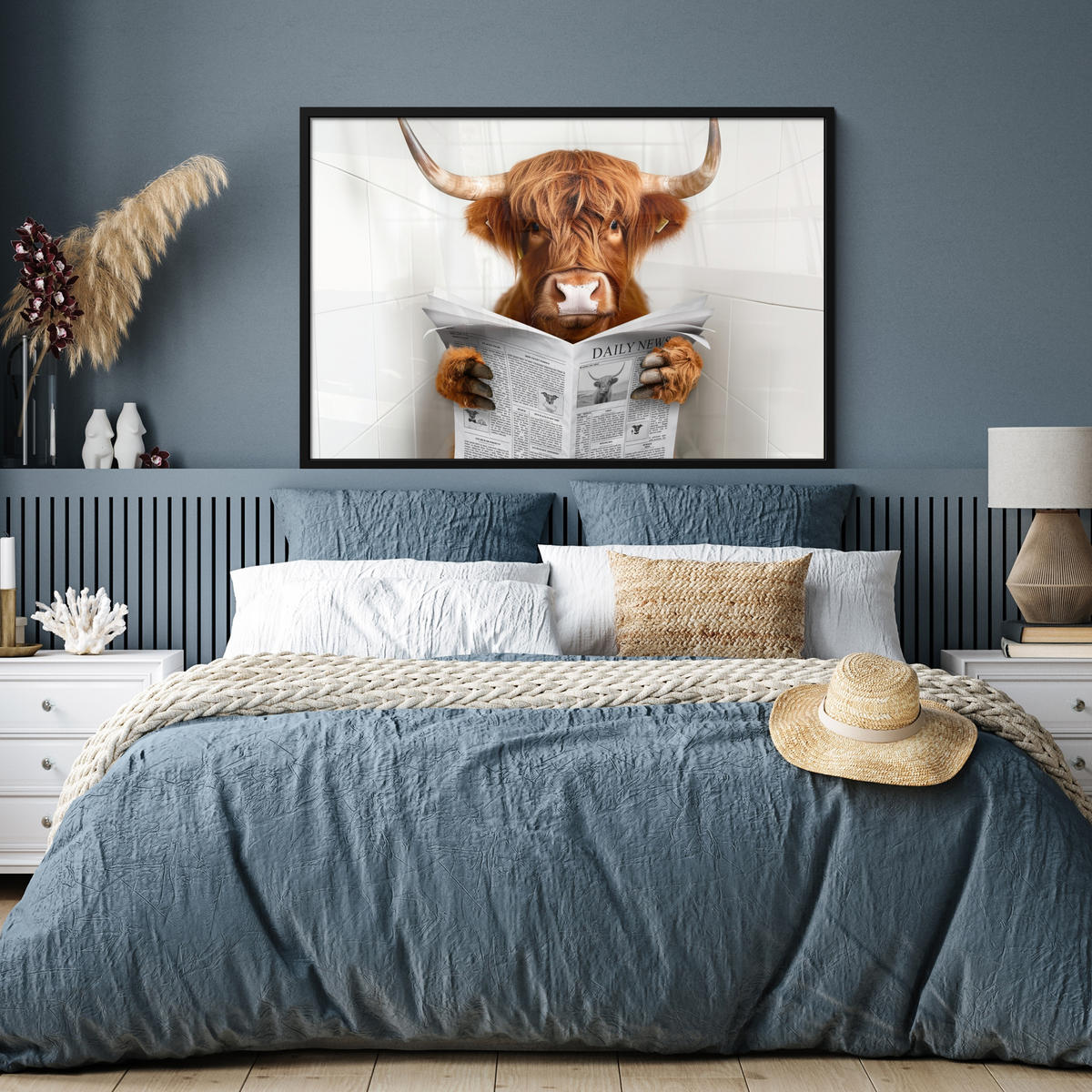 ZARÁMOVANÝ PLAGÁT Škótsky horal - Zviera - Noviny - Toaleta 120x80 cm - farba gaštana, papier (120/80cm) - MuchoWow