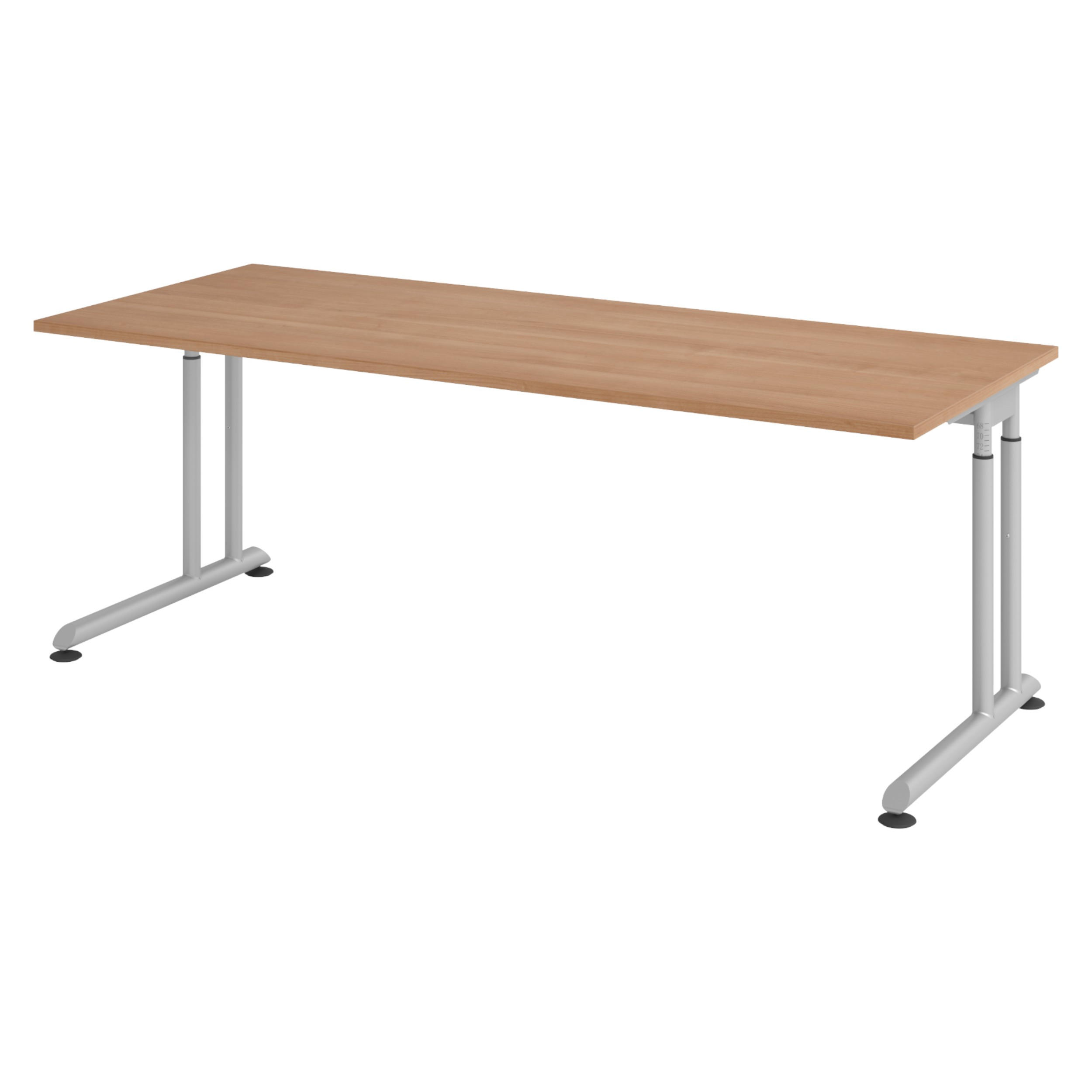 SCHREIBTISCH Serie-Z 80/200/74 cm in Nussbaumfarben/Silberfarben - Silberfarben/Nussbaumfarben, Holzwerkstoff (80/200/74cm) - bümö
