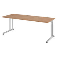 SCHREIBTISCH Serie-Z 80/200/74 cm in Nussbaumfarben/Silberfarben - Silberfarben/Nussbaumfarben, Holzwerkstoff (80/200/74cm) - bümö