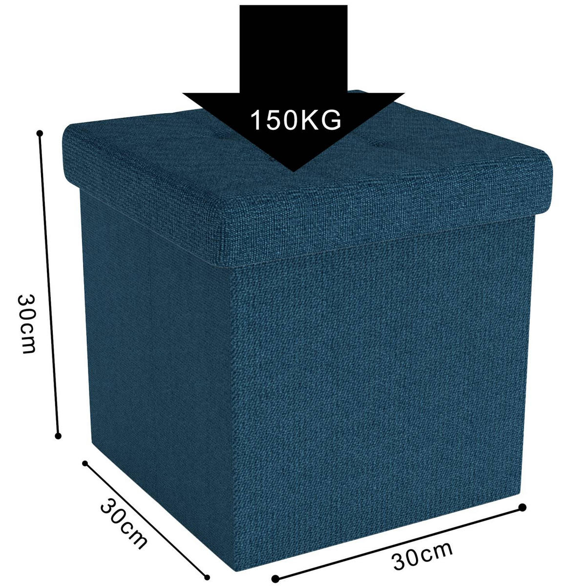 SITZWÜRFEL Faltbar 30/30/30 cm (Blau) - Blau, Textil (30/30/30cm) - Intirilife