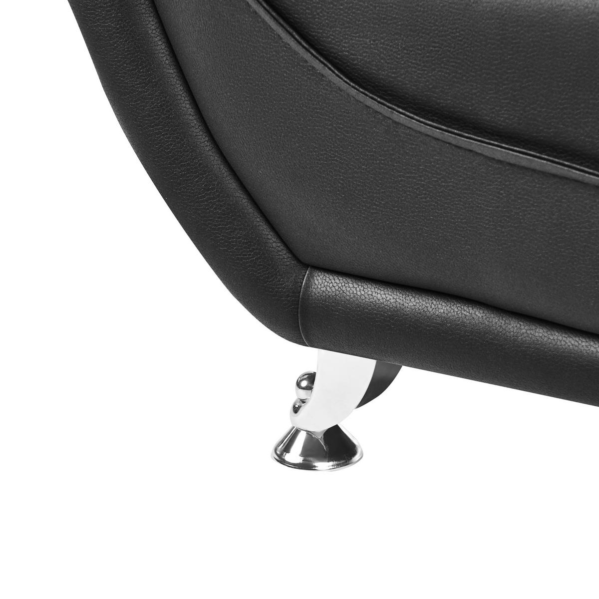 2-SITZER-SOFA Kunstleder Schwarz Leira - Silberfarben/Schwarz, Kunststoff (147/86/78cm) - Beliani