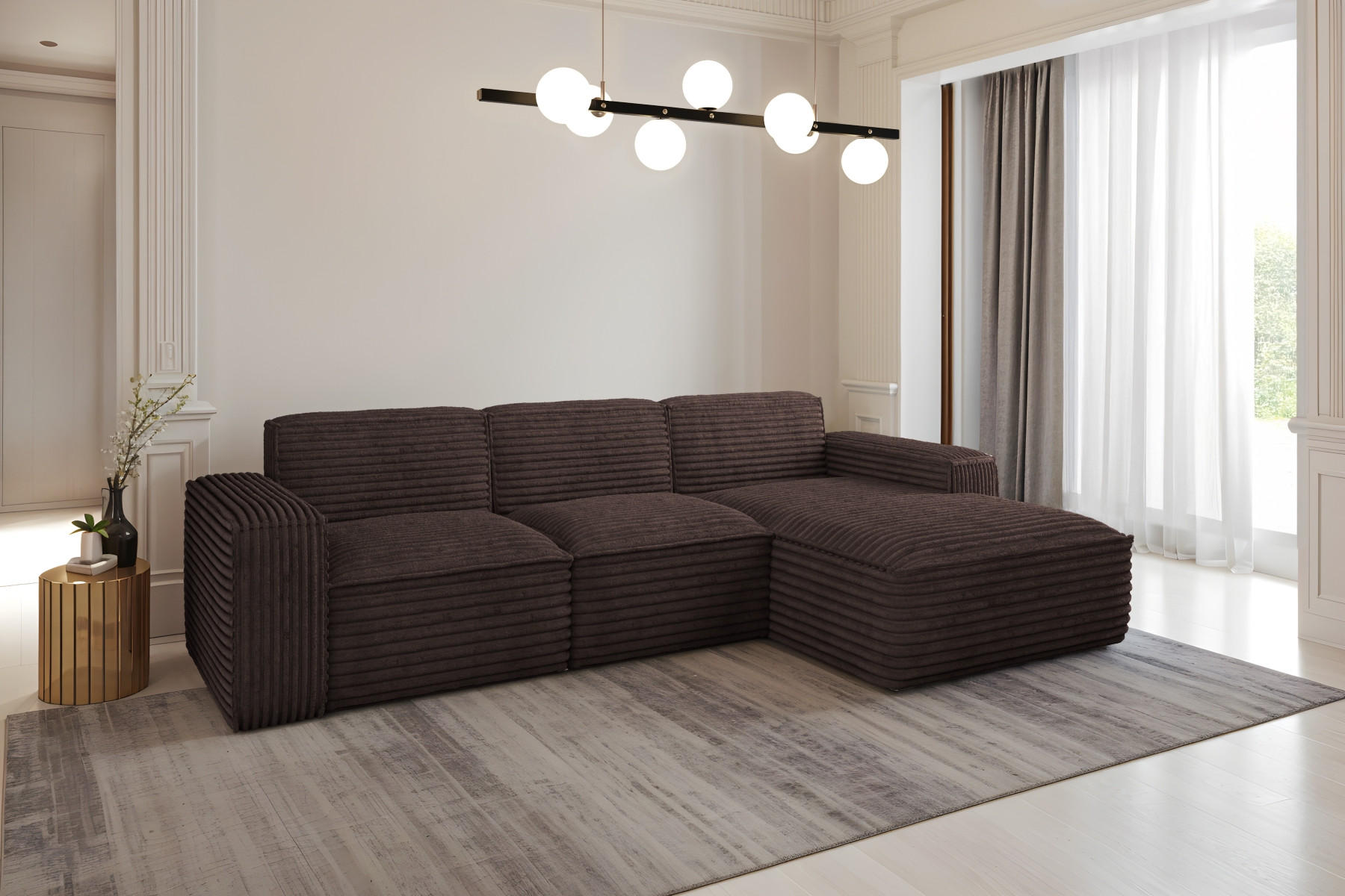 ECKSOFA L-Form Siena Stoff Velo Braun Rechts - Braun, Holz/Kunststoff (266/165cm) - Kaiser Möbel