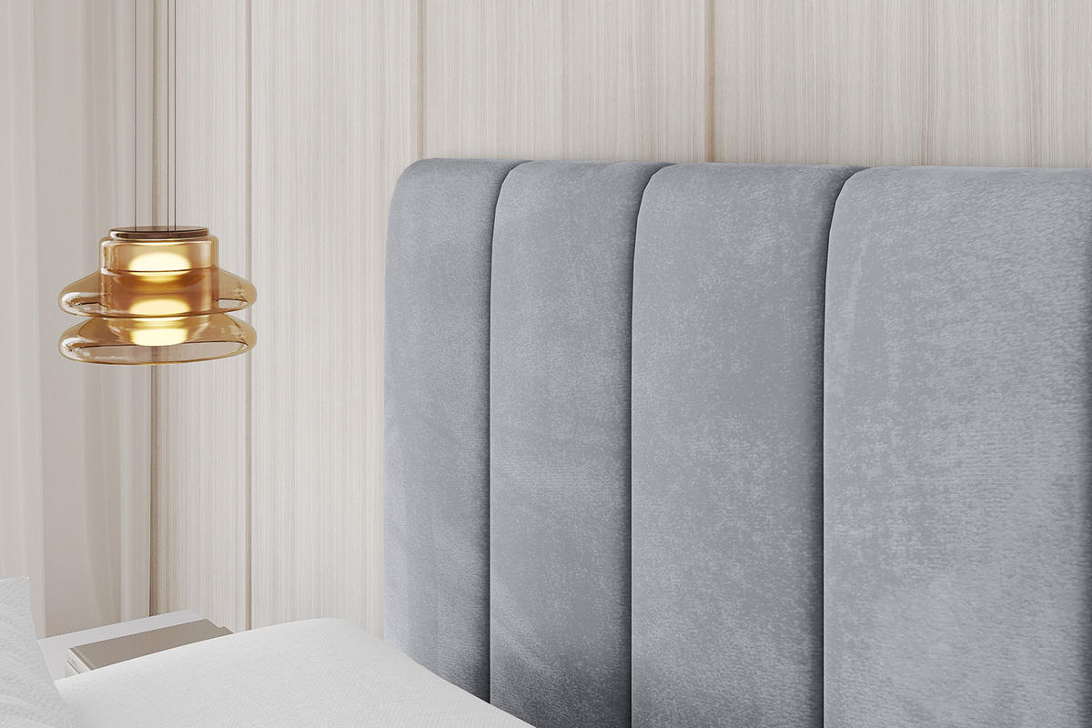 POLSTERBETT mit Bettkasten, Fußteil und Lattenrost, Boxbett mit Matratze H3/H4 - FINO-Z 180x200 Hellgrau - Hellgrau, Holzwerkstoff/Textil (180/200cm) - ALTDECOR