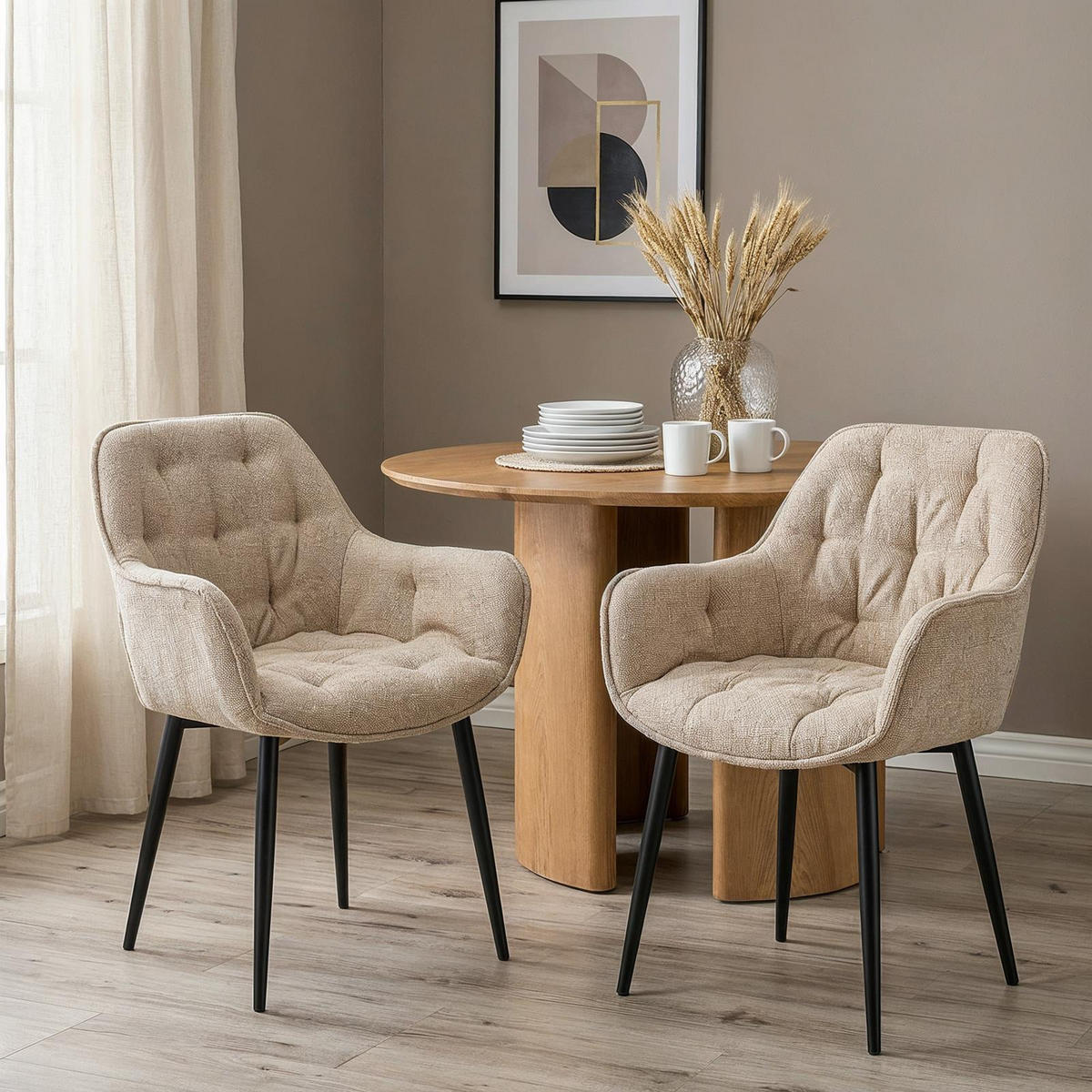 ESSZIMMERSTÜHLE ARDEN 2er-Set beige - Beige, Textil (47/81/60cm) - IDIMEX
