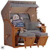 STRANDKORB Schleswig Pinie 2-Sitzer - Braun/Grau, Metall (120/160/80cm) - Mr. Deko