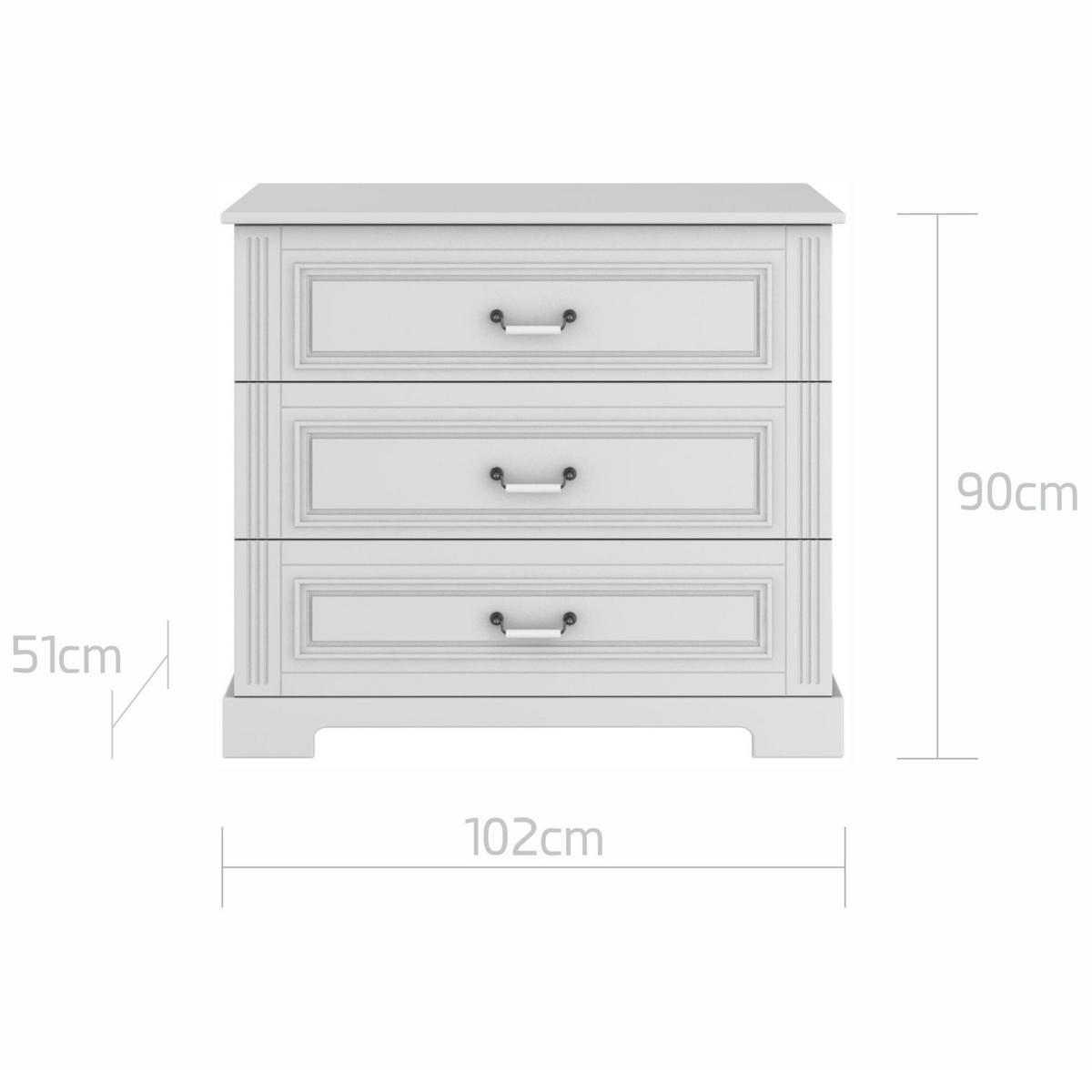 KINDERKOMMODE Ines – rustikale Eleganz und Funktionalität Weiß - Weiß, Holzwerkstoff (102/90/51cm) - RAUMHIRSCH FURNITURE