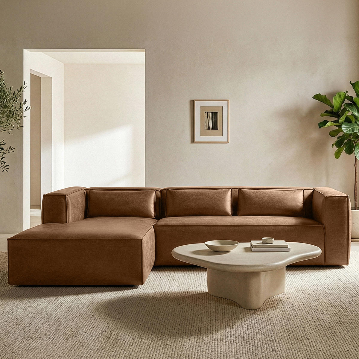 ECKSOFA LINKS FEROX, Braun - Braun, Holz/Holzwerkstoff (300/175cm) - KONSIMO®