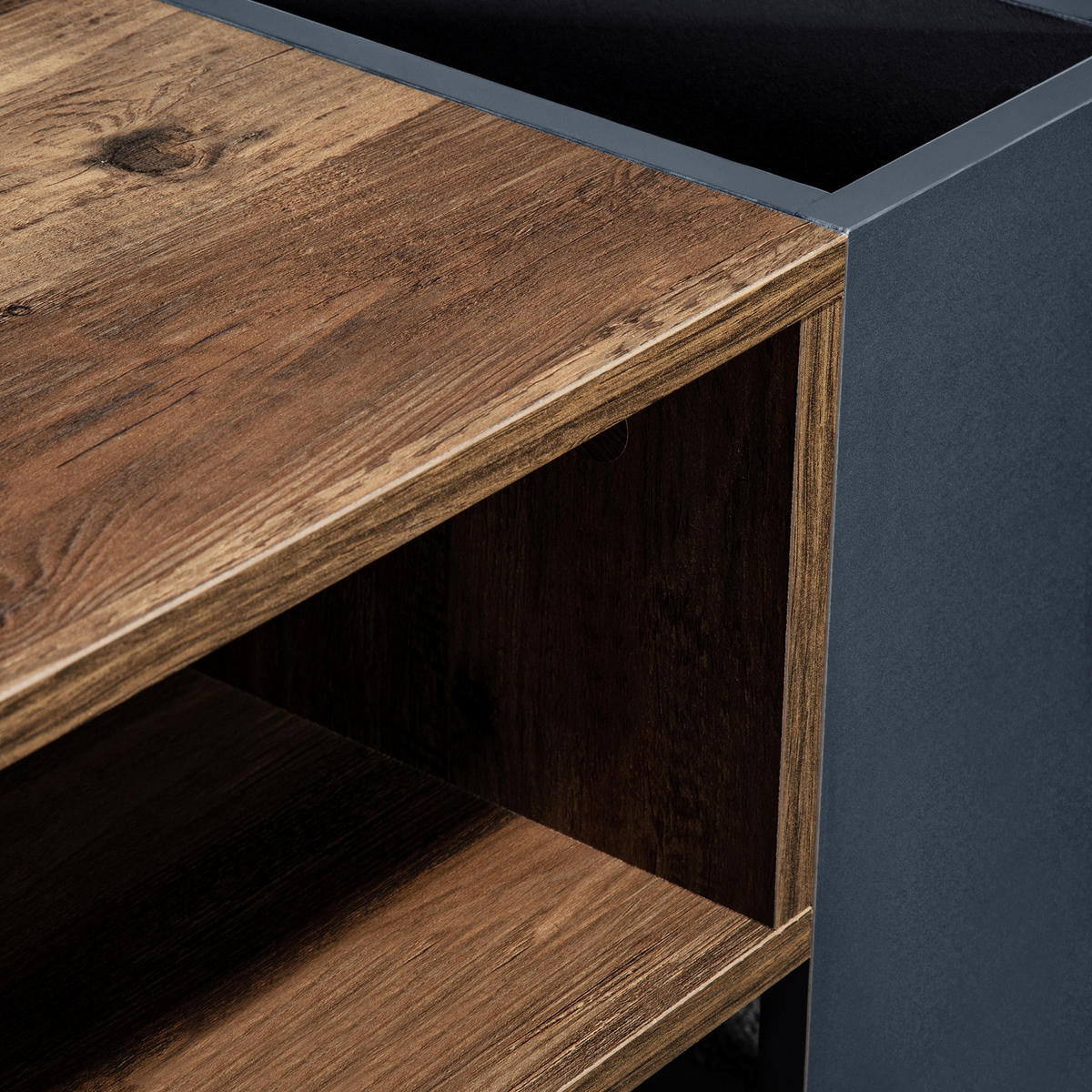 COUCHTISCH Holzoptik Anthrazit 111 × 60 cm - Anthrazit, Holzwerkstoff (111/60/40cm) - ComfortXL