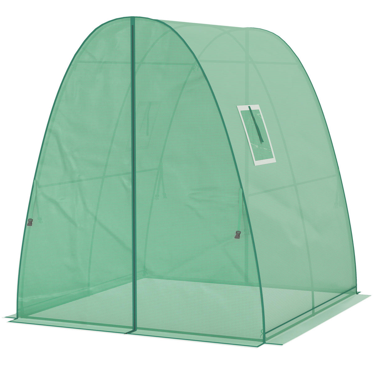 BOGEN-GEWÄCHSHAUS DE-05721 Mit Sandsäcken, 2 Rolltüren & Netzfenstern Grün - Grün, Kunststoff/Metall (180/200/180cm) - ComfortXL