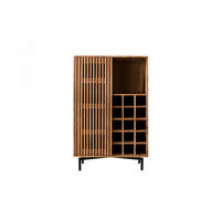 WEINSCHRANK LOJA Braun Akazie - Schwarz/Braun, Holz/Metall (80/122/43cm) - KAWOLA