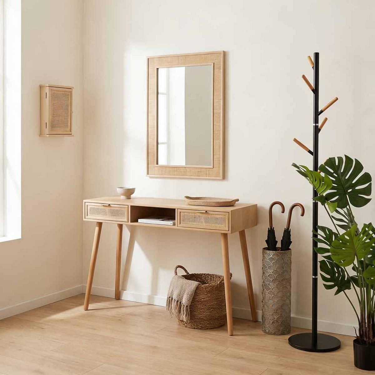 KONSOLENTISCH aus Holz und Gitter, braun, 120x42x79cm - Braun, Holz (79/120/42cm) - Wanderlust