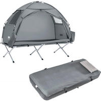 CAMPINGBETT mit Zelt und aufblasbarer Matratze OGS32-II-HG-TP - Ahornfarben, Fell (193.5/86cm) - SoBuy