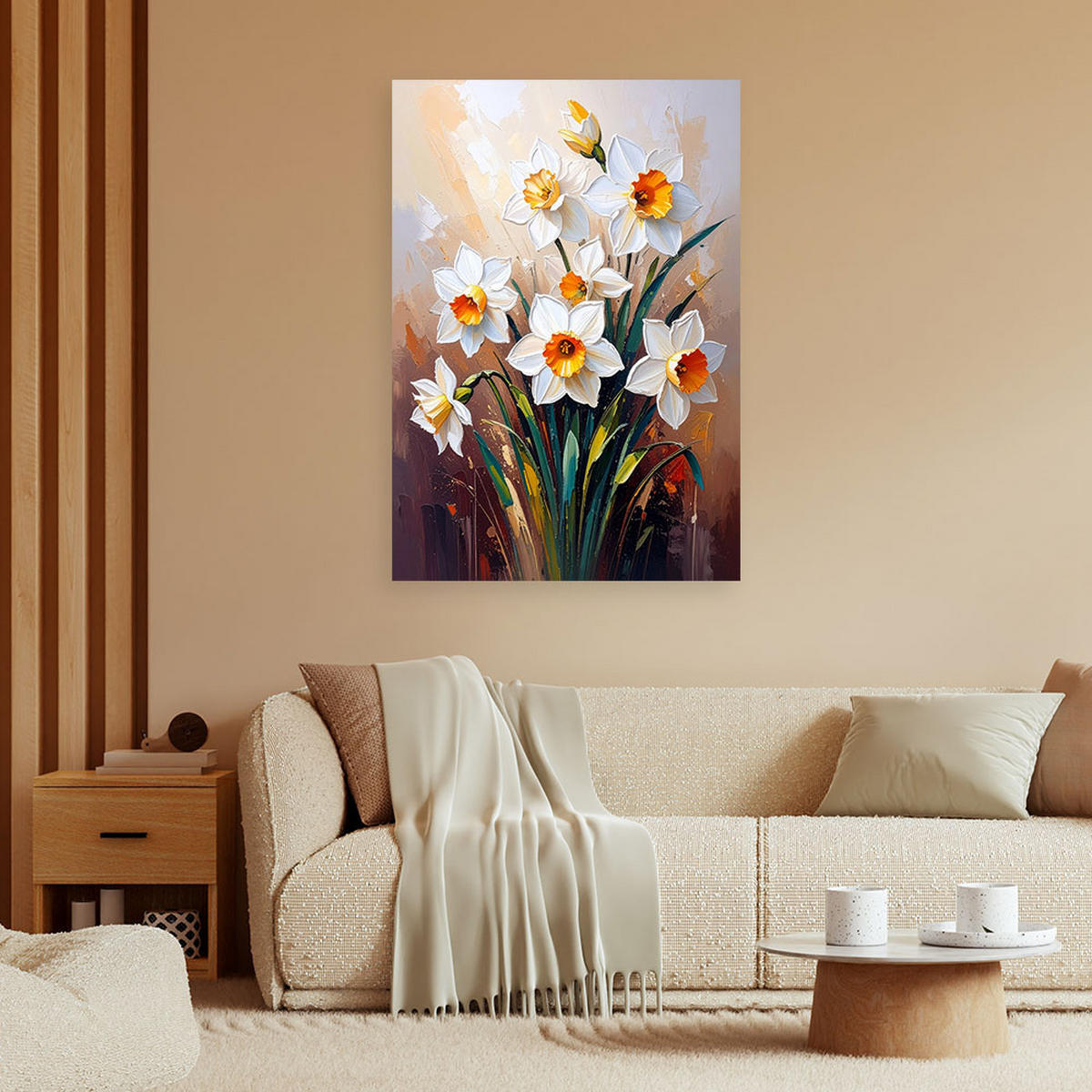 LEINWANDBILD Blumen 80x120cm - Beige, Textil (80/120cm) - Feeby