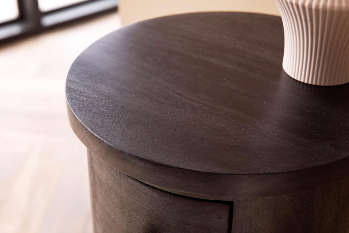 KOMMODE – Mango Massivholz, 34x85x34 cm, 4 Schubladen, schmal, schwarz - Schwarz, Holz (34/85/34cm) - KADIMA DESIGN