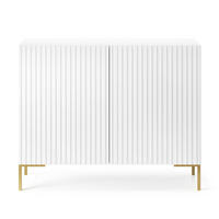 SIDEBOARD Lammelo weiß mit goldenen Beinen, 92 cm - Goldfarben/Weiß, Holzwerkstoff/Metall (92/75/38cm) - Selsey