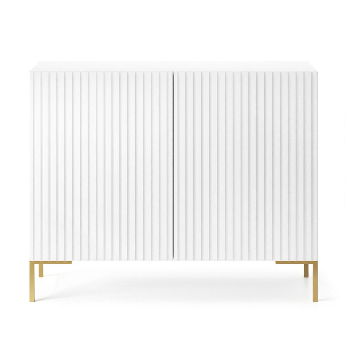 SIDEBOARD Lammelo weiß mit goldenen Beinen, 92 cm - Goldfarben/Weiß, Holzwerkstoff/Metall (92/75/38cm) - Selsey