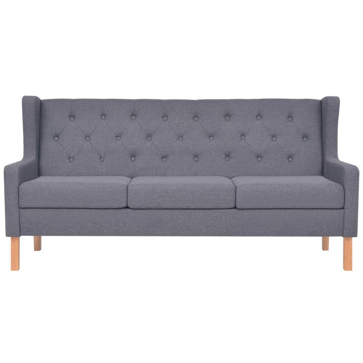 SOFA 3-Sitzer Stoff Grau - Braun/Grau, Holz/Textil (180/90/68cm) - vidaXL