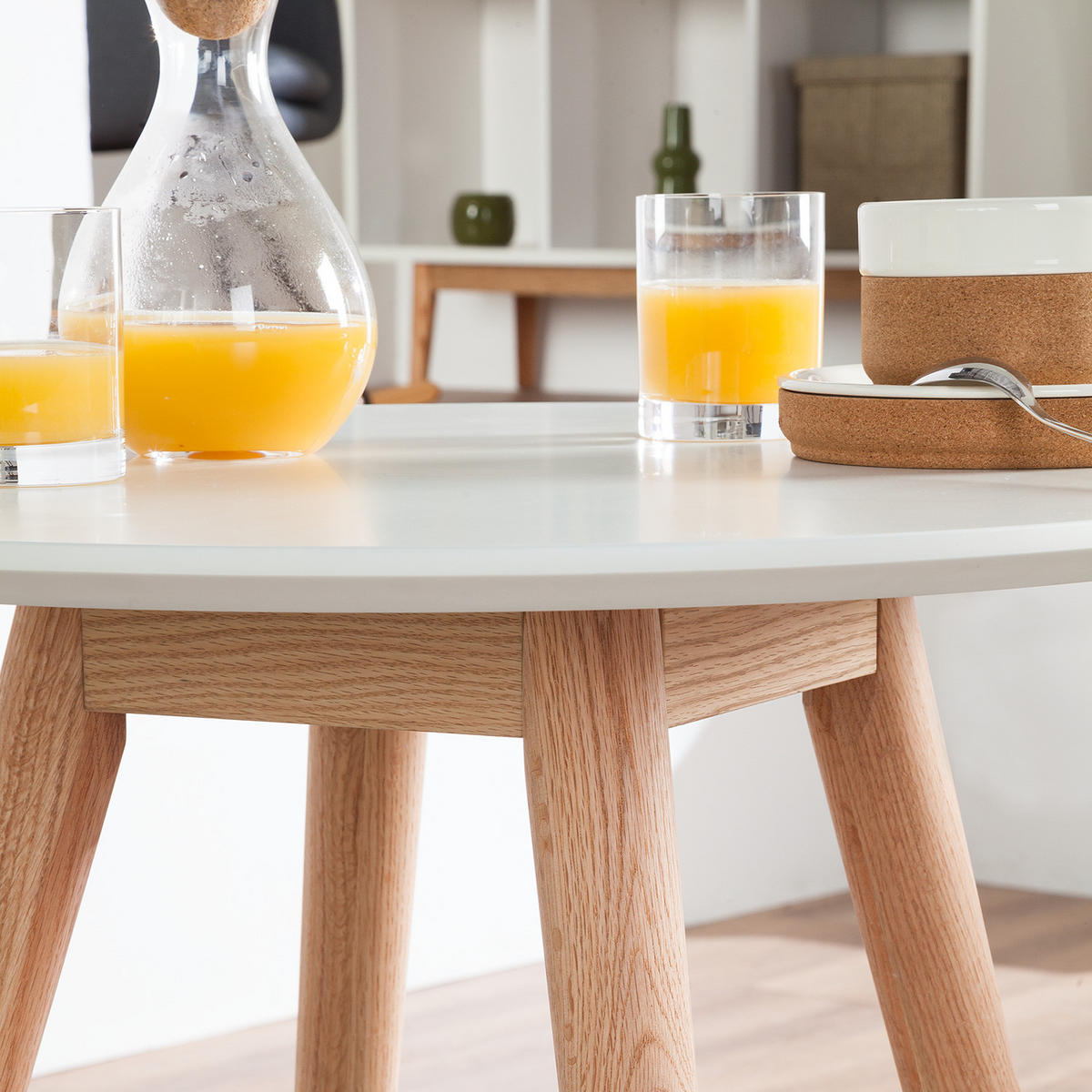 ESSTISCH rund - Eiche teilmassiv - Weiß, Holzwerkstoff (80/80/76cm) - home24