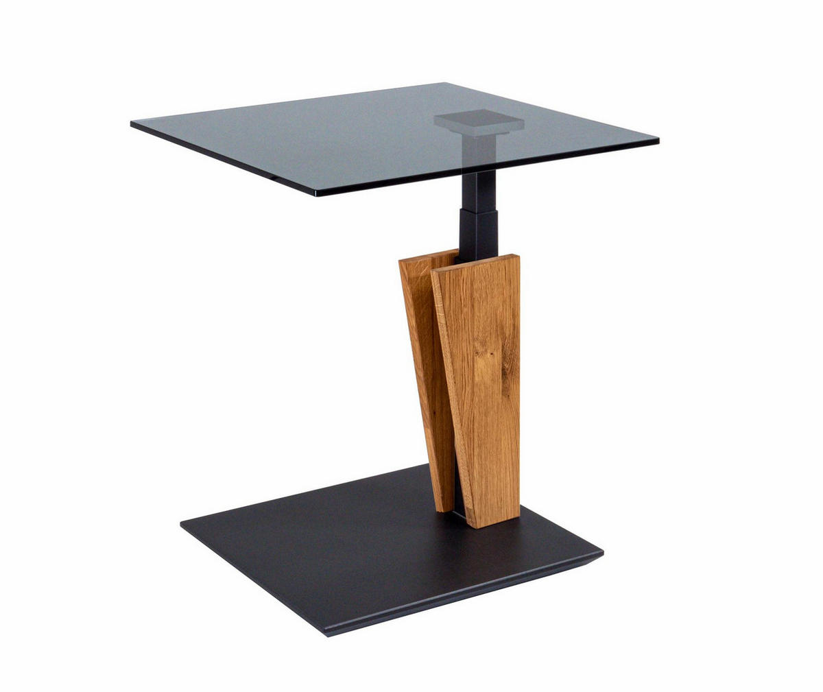 BEISTELLTISCH höhenverstellbar Clio 55x47x47 Parsolglas Wildeiche/Grau - Wildeiche/Grau, Glas (55/47/47cm) - 58aufmkessel