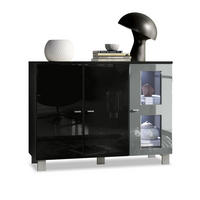 SIDEBOARD Denjo Tür in Grau Hochglanz - Grau, Holzwerkstoff (107/81/35cm) - Vladon