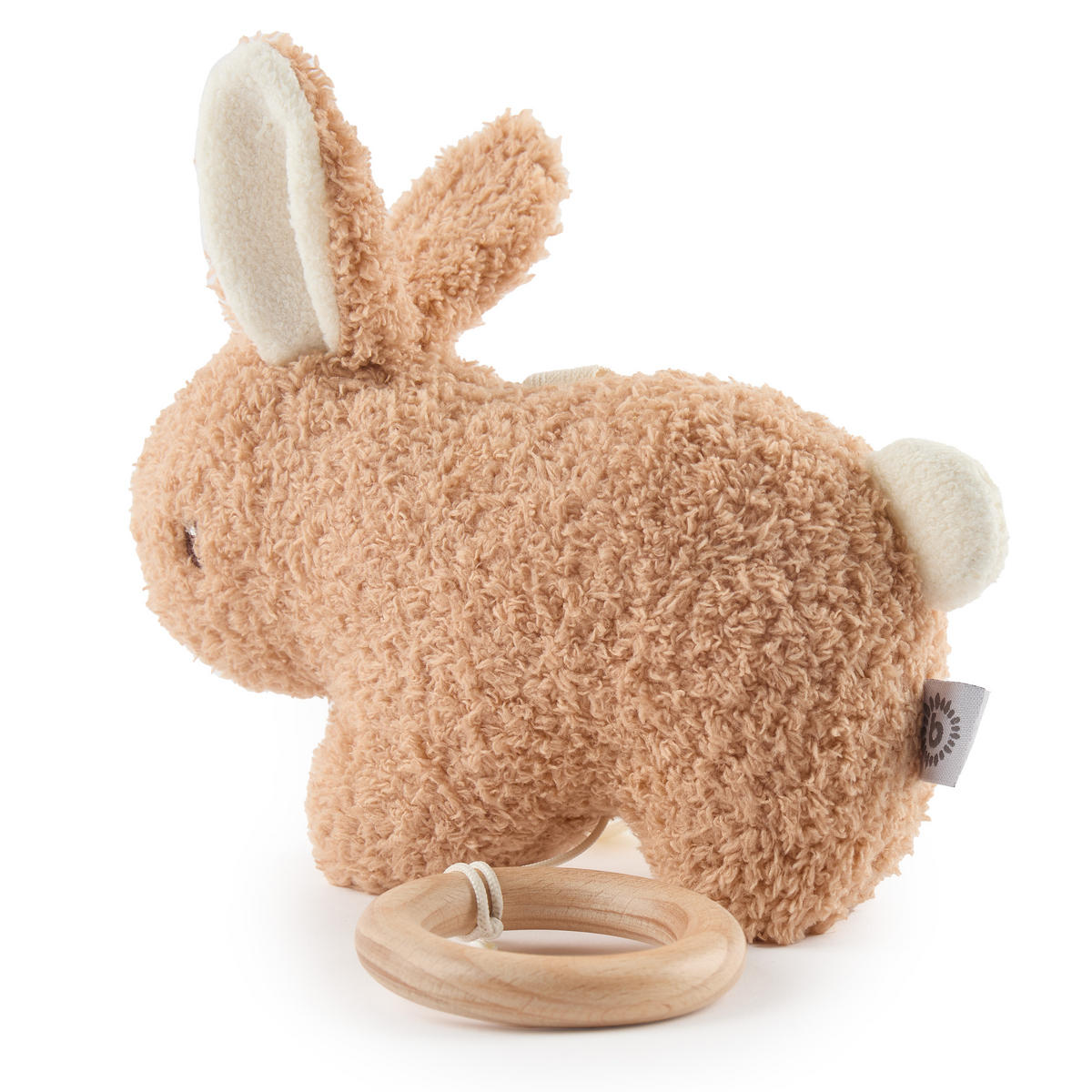 MUSIKSPIELUHR Hase aus Boucle - Ab Gebur - Braun, Textil (18/20cm) - Bieco Spielwaren