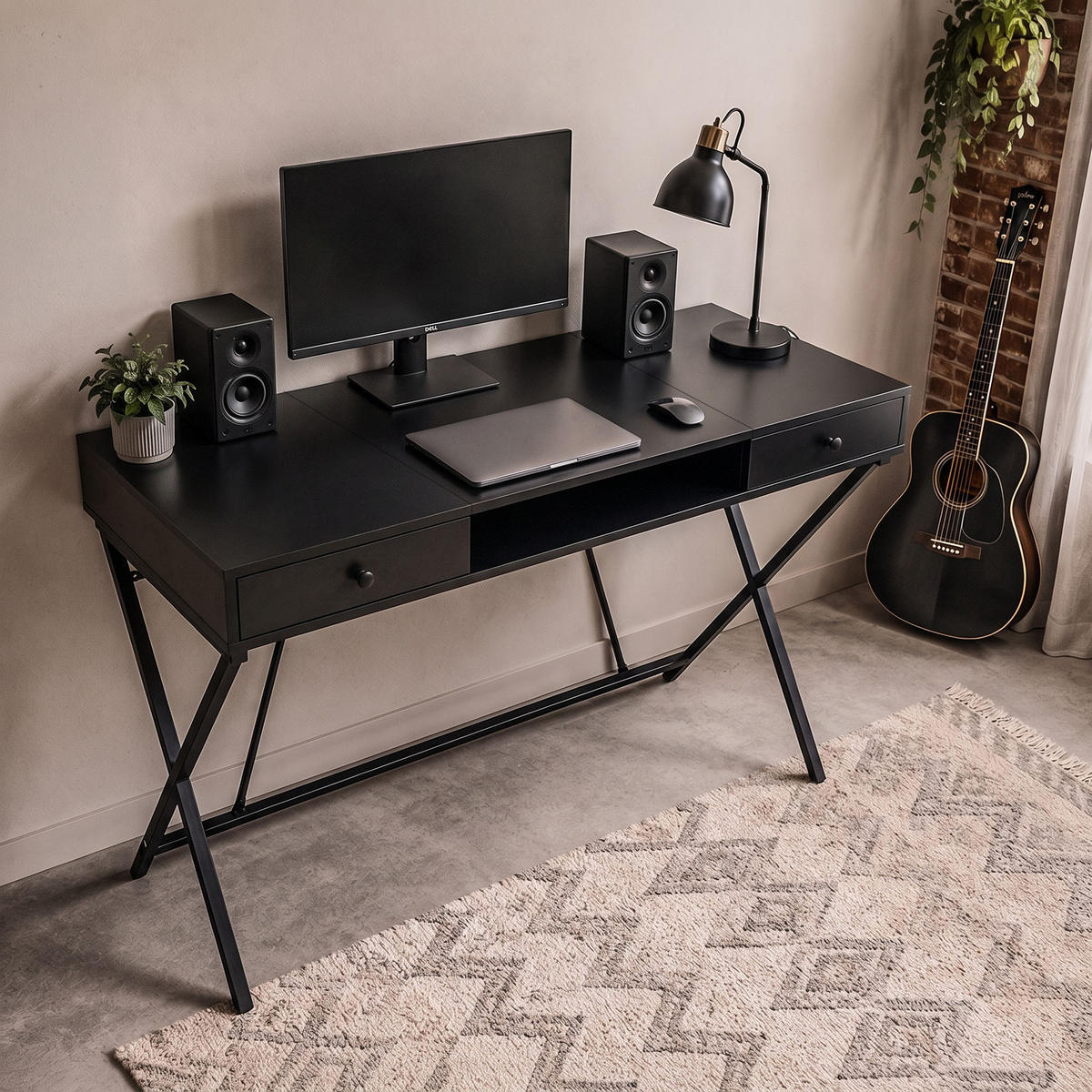 SCHREIBTISCH CROSSLINE 120 cm Schwarz - Schwarz, Holzwerkstoff (50/120/80.5cm) - Akord