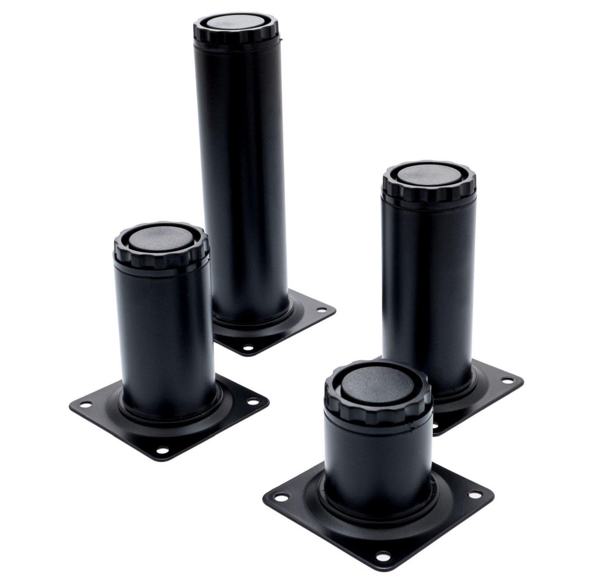 MÖBELFUSS schwarz Möbelbein 5cm + 1cm höhenverstellbar Tragkarft max. 50 kg - Schwarz, Metall (4/5/4cm) - Livingpoint24