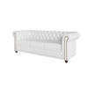 CHESTERFIELD-SOFA 3-sitzer Morin Weiß vegan Leder - Weiß/Braun, Holz/Textil (203/72/86cm) - S-Style Möbel