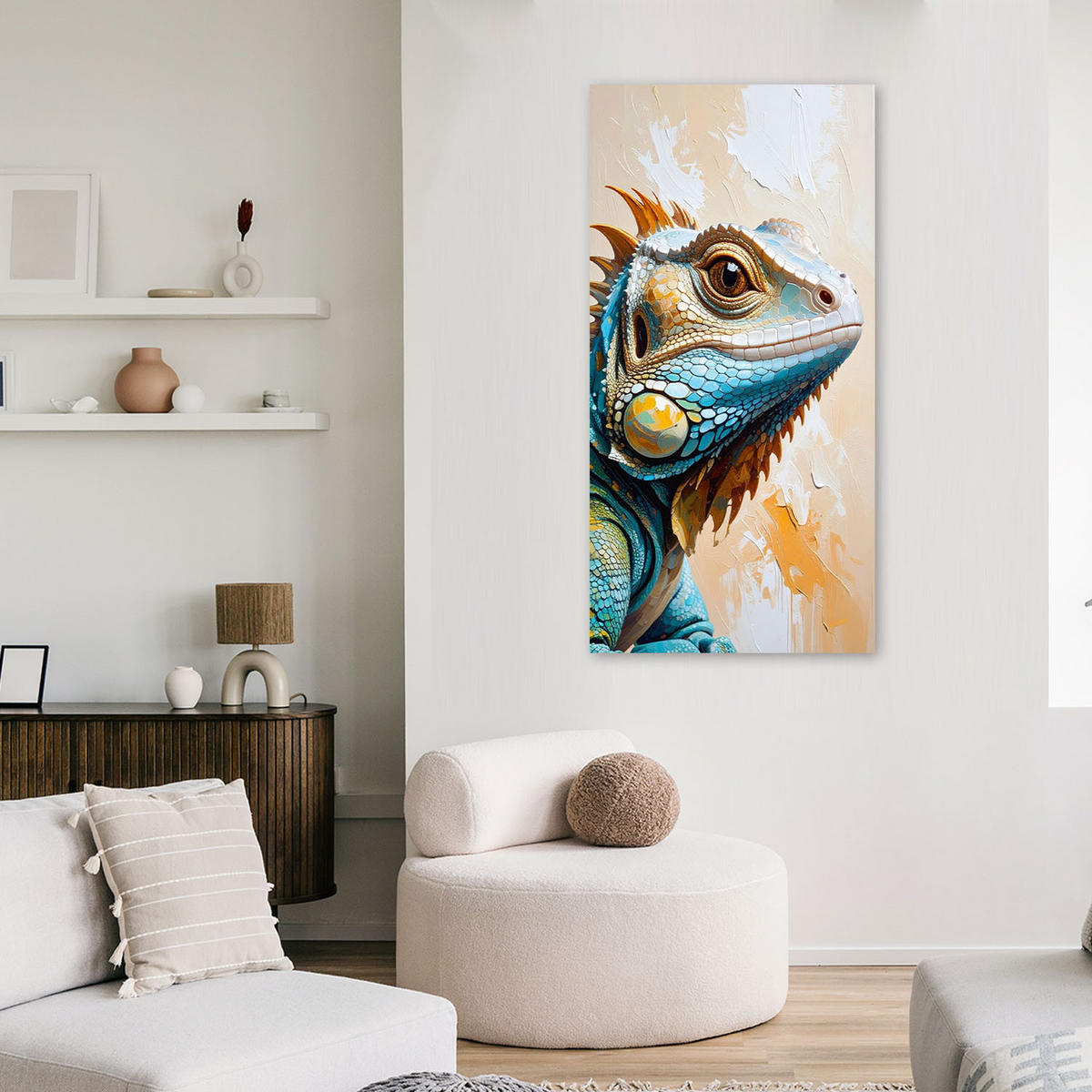 LEINWANDBILD Eidechsen-Reptilien-Natur 60x120cm - Beige, Textil (60/120cm) - Feeby