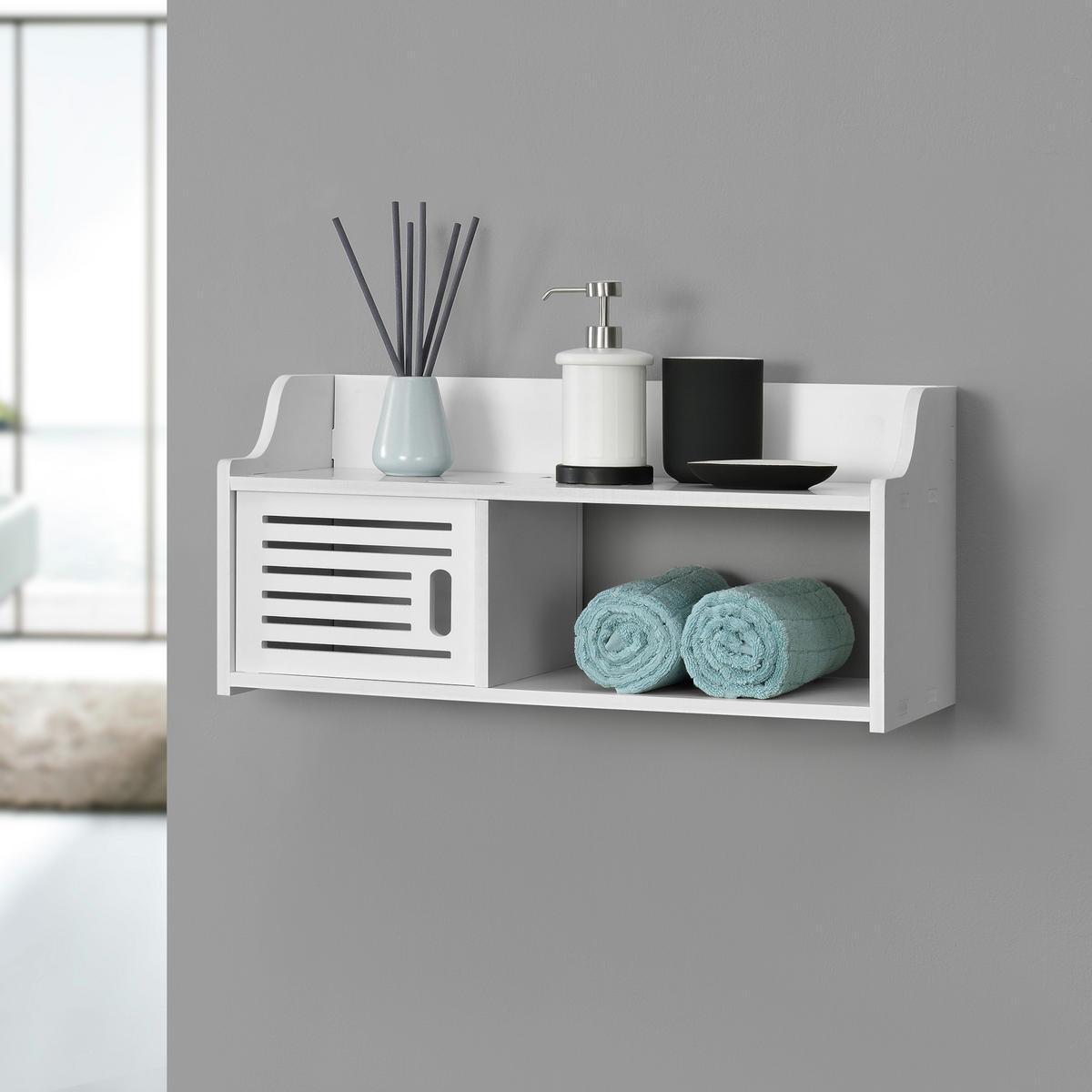 HÄNGESCHRANK Norberg - Weiß, Kunststoff (62/28/25cm) - [en.casa]