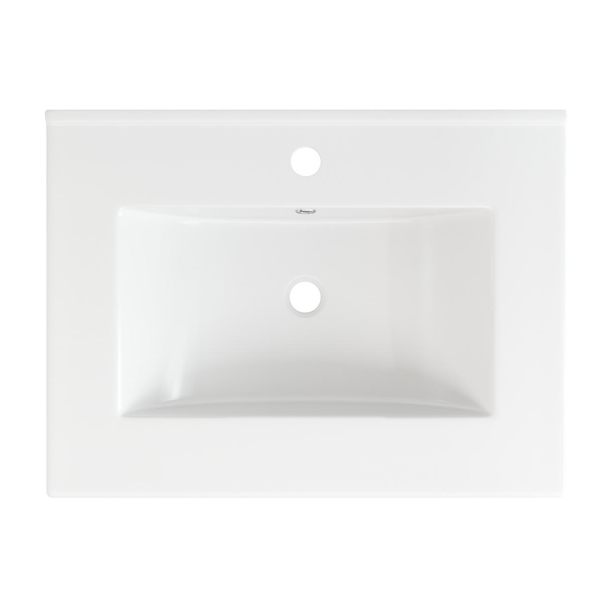WASCHTISCHUNTERSCHRANK aus MDF und Keramik 61x47x86 cm Weiß mit 3 Schubladen, Soft-Close und Stauraum - Weiß, Keramik (61/86/47cm) - Modfu