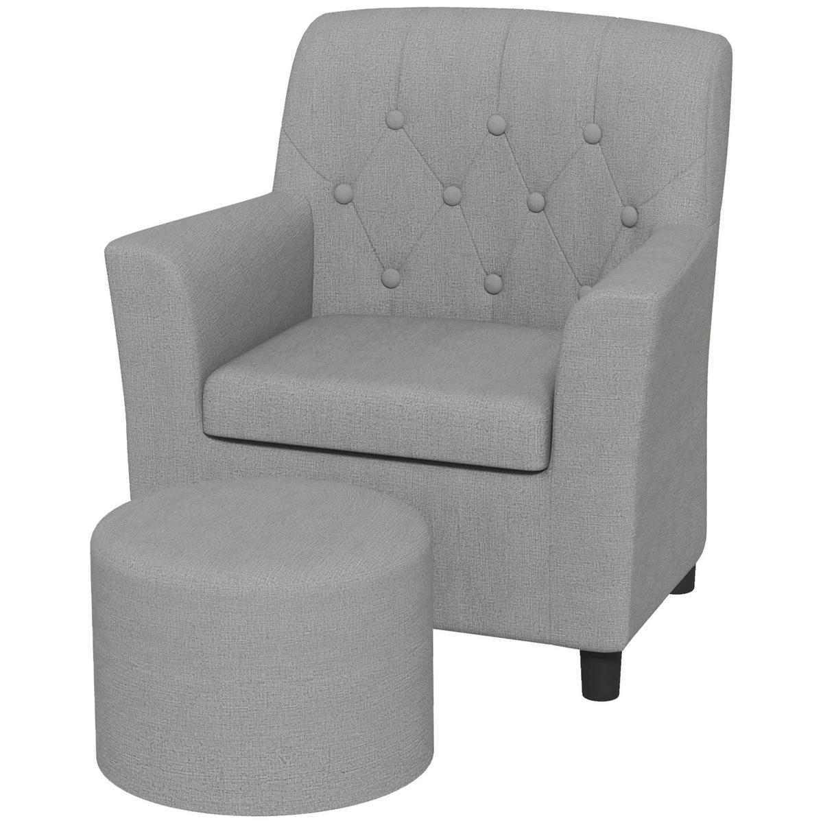 KINDERSESSEL DE-10445 mit Hocker & Diamantmuster Grau - Grau, Holzwerkstoff (43/50.5/45cm) - ComfortXL