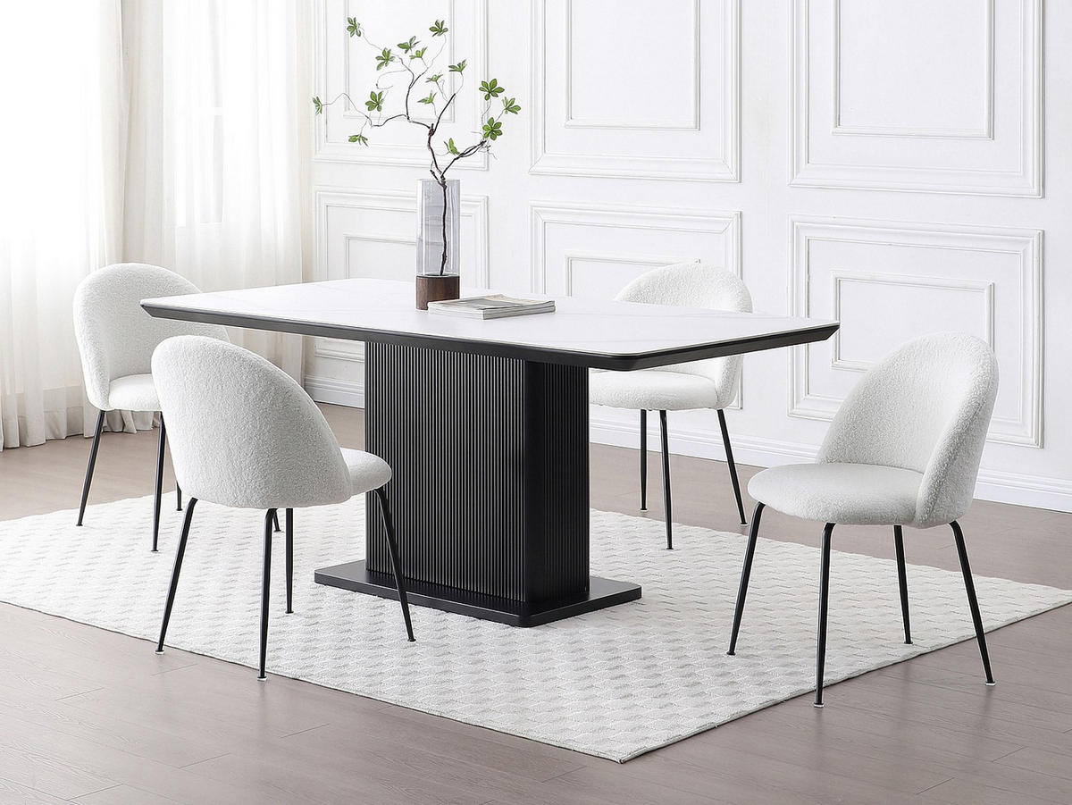 STUHL - 50cm x 55cm - Polyester - weiß - MELBOURNE - Weiß, Textil (50/77/55cm) - Vente-Unique