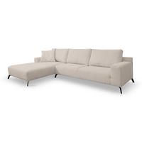 ECKSOFA Aspen in L-Form, Coach Farbe: Beige, Velourstoff, Ottomane Links - Beige, Textil (187/312cm) - VENASI MÖBEL