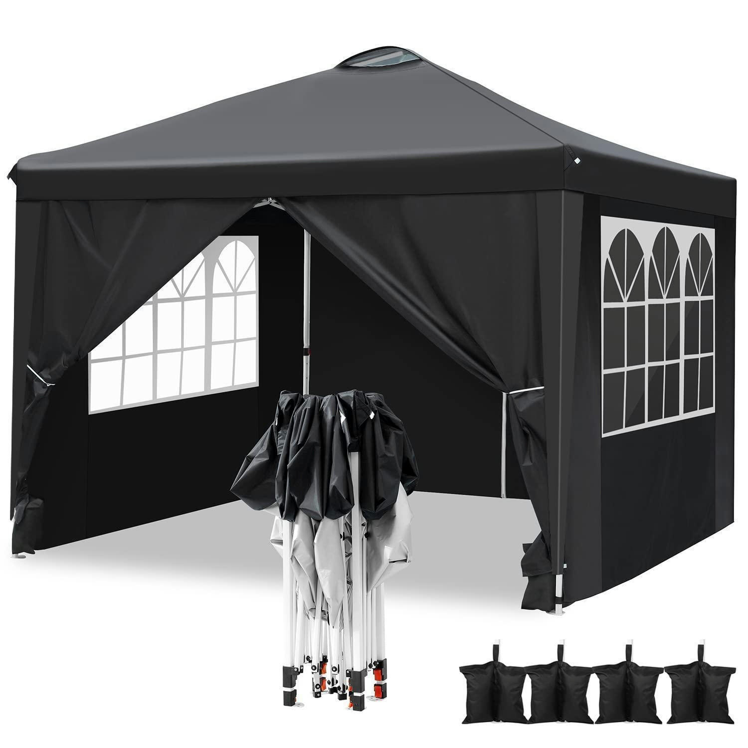 PAVILLON 3 x 3 m schwarz mit 4 Seitenteilen und Belüftungsöffnung - Schwarz, Textil (300/223/300cm)