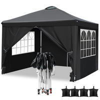 PAVILLON 3 x 3 m schwarz mit 4 Seitenteilen und Belüftungsöffnung - Schwarz, Textil (300/223/300cm)