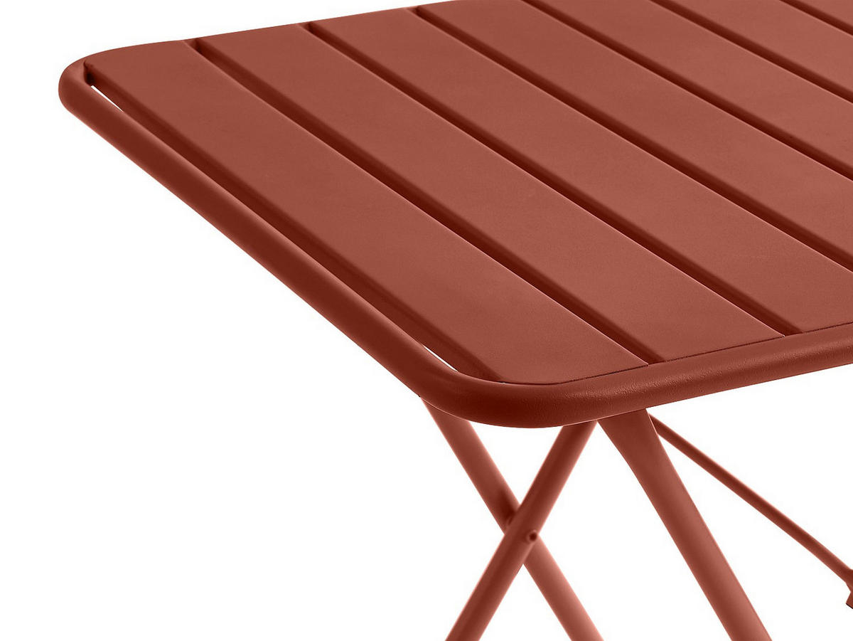 GARTENTISCH quadratisch, klappbar - L. 60 cm - Metall - Terracotta - MIRMANDE von MYLIA - Braun, Metall (60/60/73cm) - Vente-Unique