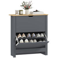 SCHUHSCHRANK Dunkelgrau Holzwerkstoff klappbar mit Fächern 1 Stück - Dunkelgrau, Holz (72/80/26cm) - PANGIVO