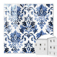 SCHLÜSSELBOX Weiß 30x30 cm – Türöffnung nach rechts - Blaue Ornamente - Blau, Metall (30/30/5cm) - TULUP