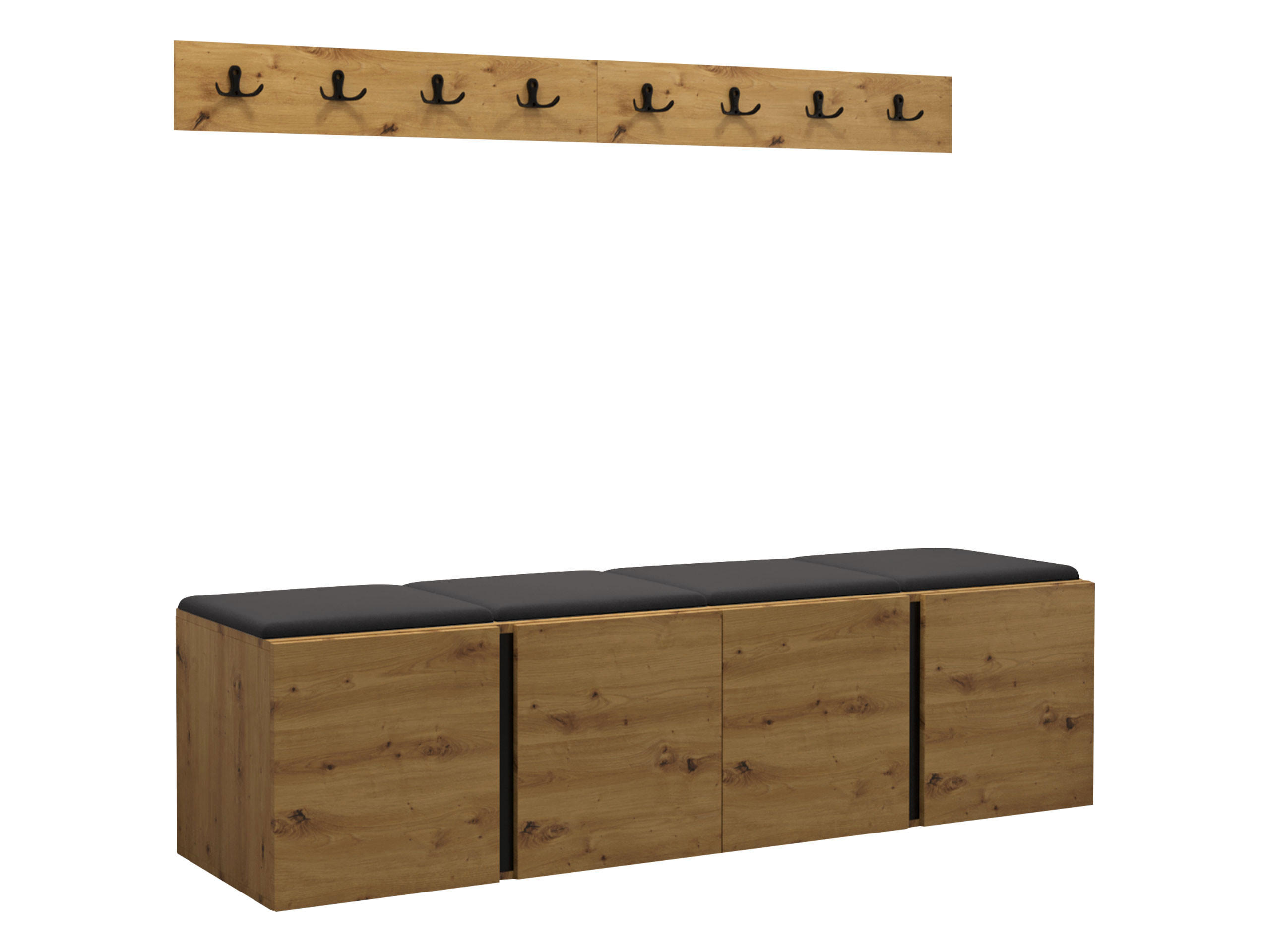GARDEROBEN-SET Orion VII - Anthrazit/Eiche Artisan, Holzwerkstoff/Kunststoff (168/42/46cm) - MIRJAN24
