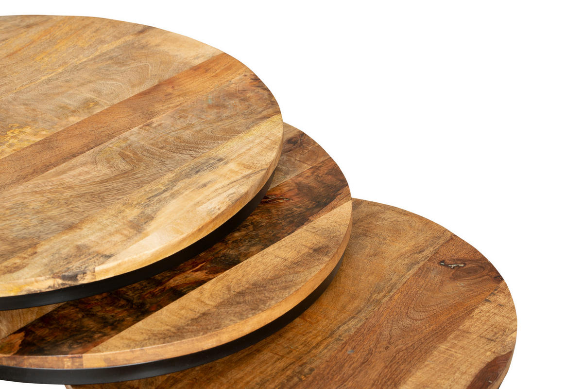 BEISTELLTISCH Heinz 3er Set Mangoholz Braun 50x60x60cm - Braun, Holz (60/60/50cm) - DELUKE