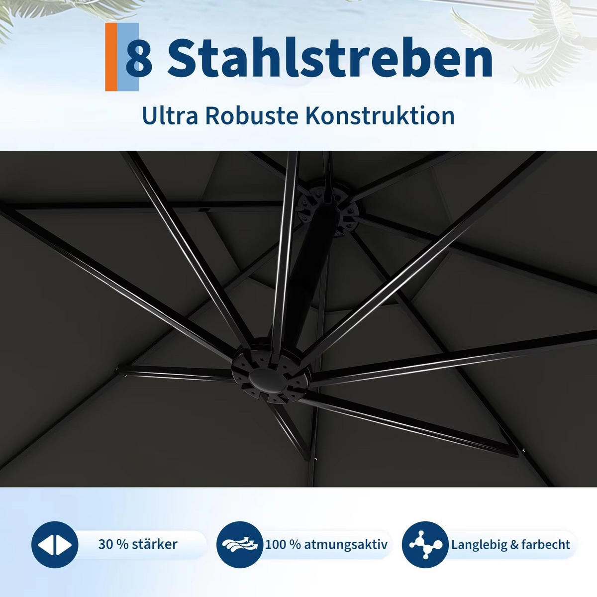 AMPELSCHIRM 300 cm Khaki - Beige, Metall (300/300cm) - Bomclap